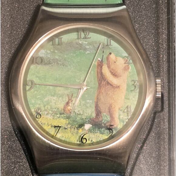 Rare Vintage LAKS Winnie The Pooh Flying A Kite Limited Edition Watch With Case